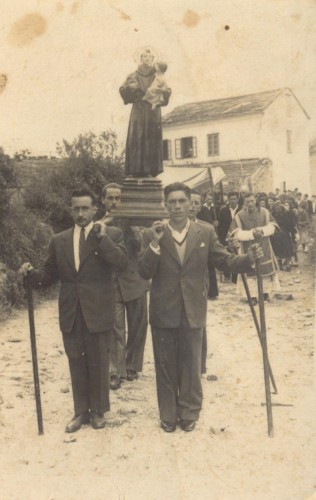 BE 28 San Lourenzo. Diante, á esquerda, Paco do Rulo; á dereita o Barroso. 1950