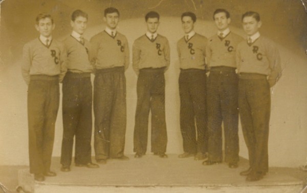 MATU 17 Orquestra Ritmo Club: El Ratín, Antonio Conradín, Montero, Primitivo fillo, Mocín e Pinín. 1949